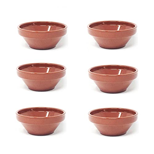 Acan Tradineur - Pack de 6 cuencos de barro cocido, boles, tazones para servir aperitivos, desayuno - 16 x 7 cm