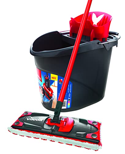 Vileda ULTRAMAX Kit complet 2 en 1 avec seau, essuie-glace plat et balai en microfibre