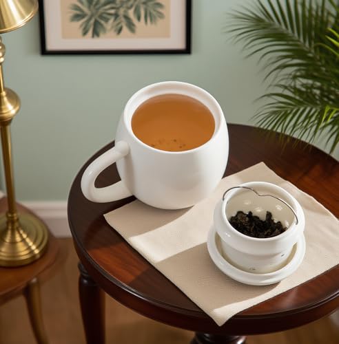 Taza de Té con Infusor y Tapa de Porcelana Diseño Gato 350 ml miniatura 5