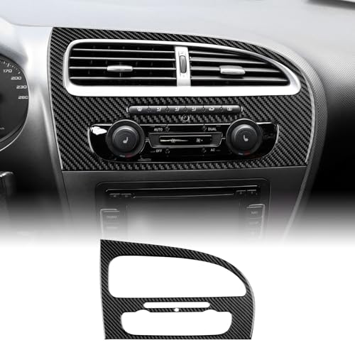 KUNGKIC Para Seat Leon mk2 2005-2012 Control Central de Coche AC Salida de Aire Panel de Ventilación Marco Decorativo Fibra de Carbono Pegatina Interior Accesorios Regalo (Negro)