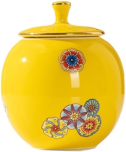 SONGCHAO Sugar Jar Creative Small Round Cans Phnom Penh Ceramic Tea Cans Sealed Candy Nuts Coffee Beans Storage Bottle Food Storage Container Tea Canister (Color : D)