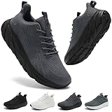 Schuvox Zapatillas Running Hombre Mujer Transpirables Ligeras Zapatillas Deportivas con Amortiguadas Zapatillas Gimnasio Correr para Fitness Jogging Cómodas Calzado Deportivo Unisex Gris Oscuro 46EU