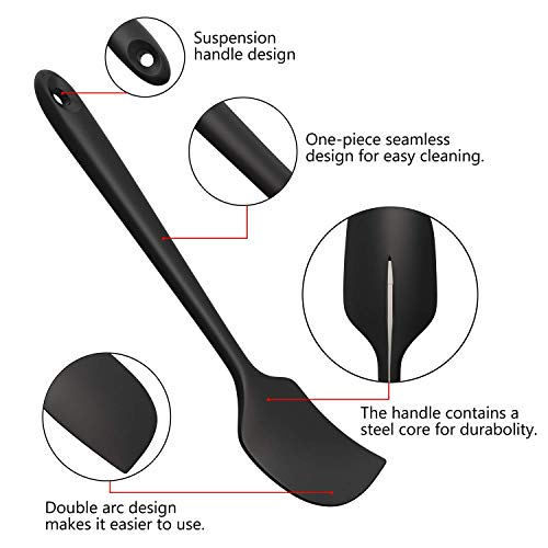 Image of Baskety Spatula Silicone Spatula Set Spatulas Silicone Heat Resistant 500F Rubber Spatula Seamless One Piece Non-Stick 4-Piece for Cooking Baking Mixing.|SPATULA-4A| (Black)