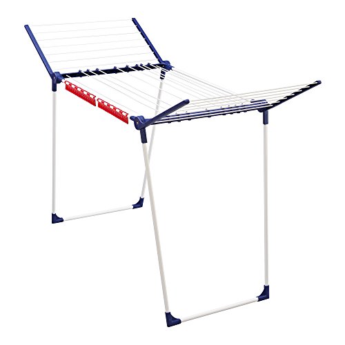 Leifheit Varioline Medium Deluxe Winged Clothes Drying Rack with Adjustable Lines, Blue