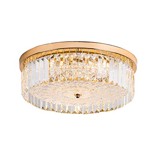 Plafonnier LED or suspendu 18 pouces lustre verre facettes