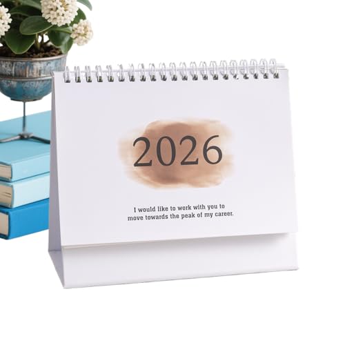 wiroouia Calendario de escritorio pequeño 2026, calendario de mesa de pie 2025-2026, planificador mensual con encuadernación de alambre, estético para el hogar, apartamento, oficina, escuela, aula
