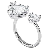 SWAROVSKI Millenia cocktail ring, Triangle cut crystals, White, Rhodium Finish, US 5