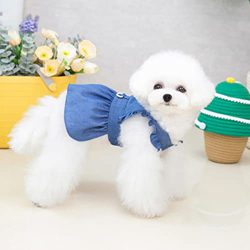 Dog Dress Puppy Luxury Skirt Clothes Princess Dresses Wedding Evening Tutu Skirt Denim Skirt for Small Dog Girl Navy Blue S - Image 4