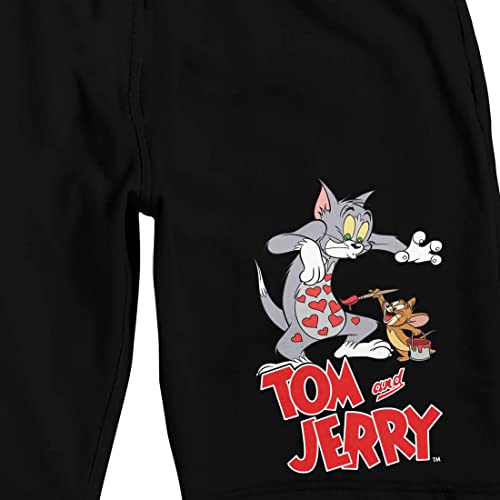 Tom & Jerry Cat & Mouse Chase Men's Black Graphic Sleep Shorts2