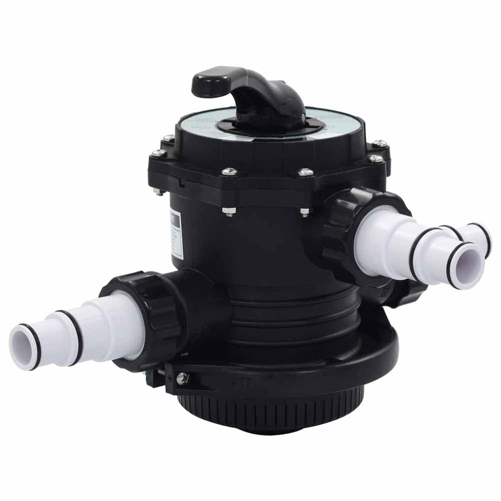 Multiport Vanne pour Filtre de Sable ABS 1.5, Soupape de Filtre à Piscine Supérieur, 6 Fonctions Recircule de Recirculation d'hiver, Soupape de Piscine Noire avec Verre à Vue et
