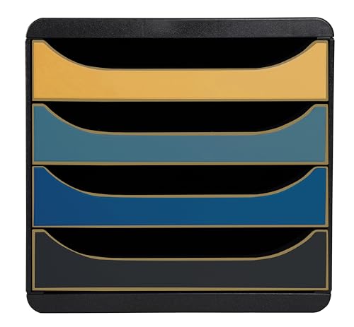 Exacompta - Réf. 310505D - Module de classement, de rangement BIG-BOX Néo Déco - Caisson 4 tiroirs pour document A4+ - Dimensions extérieures : Profondeur 34,7 x...