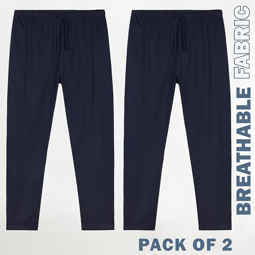 CityComfort Mens Pyjama Bottoms - Jersey Lounge Pants with Pockets, Pack of 2