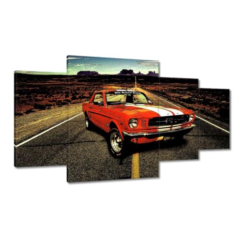 Voiture classique sur l'autoroute toile de décoration murale 160 x 90 cm pour bureau