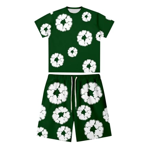 Men's D-T T-Shirt and Shorts Set 2-Piece Summer Denim T Jogging Suit Men with Flowers Tracksuit Tracksuit Y2K Hip Hop Short Sleeve T-Shirts and Trousers Unisex Summer 2-Piece Outfit Sports Suit, Green Men's D-T T-Shirt and Shorts Set 2-Piece Summer Denim T Jogging Suit Men with Flowers Tracksuit Tracksuit Y2K Hip Hop Short Sleeve T-Shirts and Trousers Unisex Summer 2-Piece Outfit Sports Suit, Green