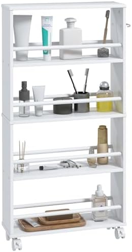 HOMCOM Chariot de Rangement à 4 Niveaux, desserte à roulettes ave...