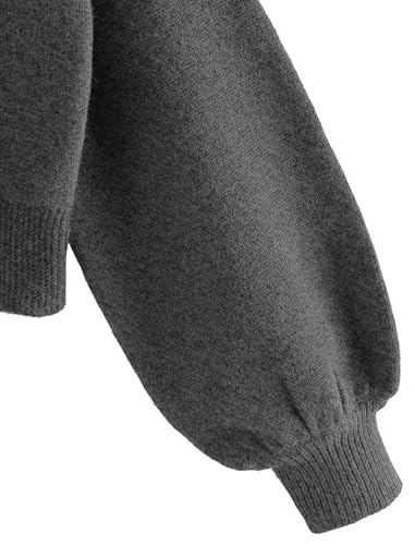 Image of ZAFUL Women's Cropped Sweater V-Neck Long Sleeve Pullover Jumper Knit Top | Crop Length, Ribbed Knit, Double V design, White sweater, Raglan sleeves, lantern sleeve, Fall & Winter, Loose fit, Oversized