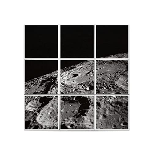 Carreaux Céramique Lune Apollo pour Salon - Mosaïque Murale Photo Historique Noir et Blanc