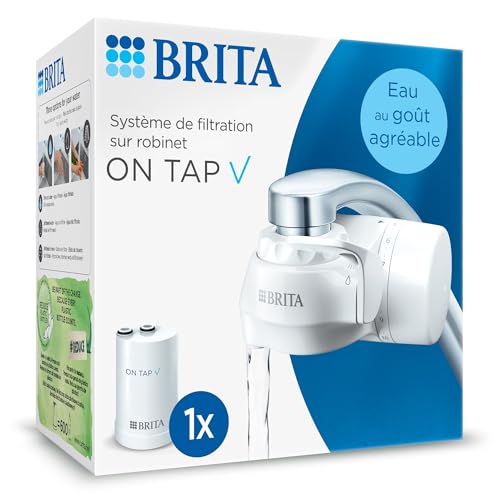 BRITA ON TAP V incl. 1 x filtro de agua para grifo V (4 meses) - reduce cloro, PFAS, pequeñas partículas y metales - El embalaje puede variar