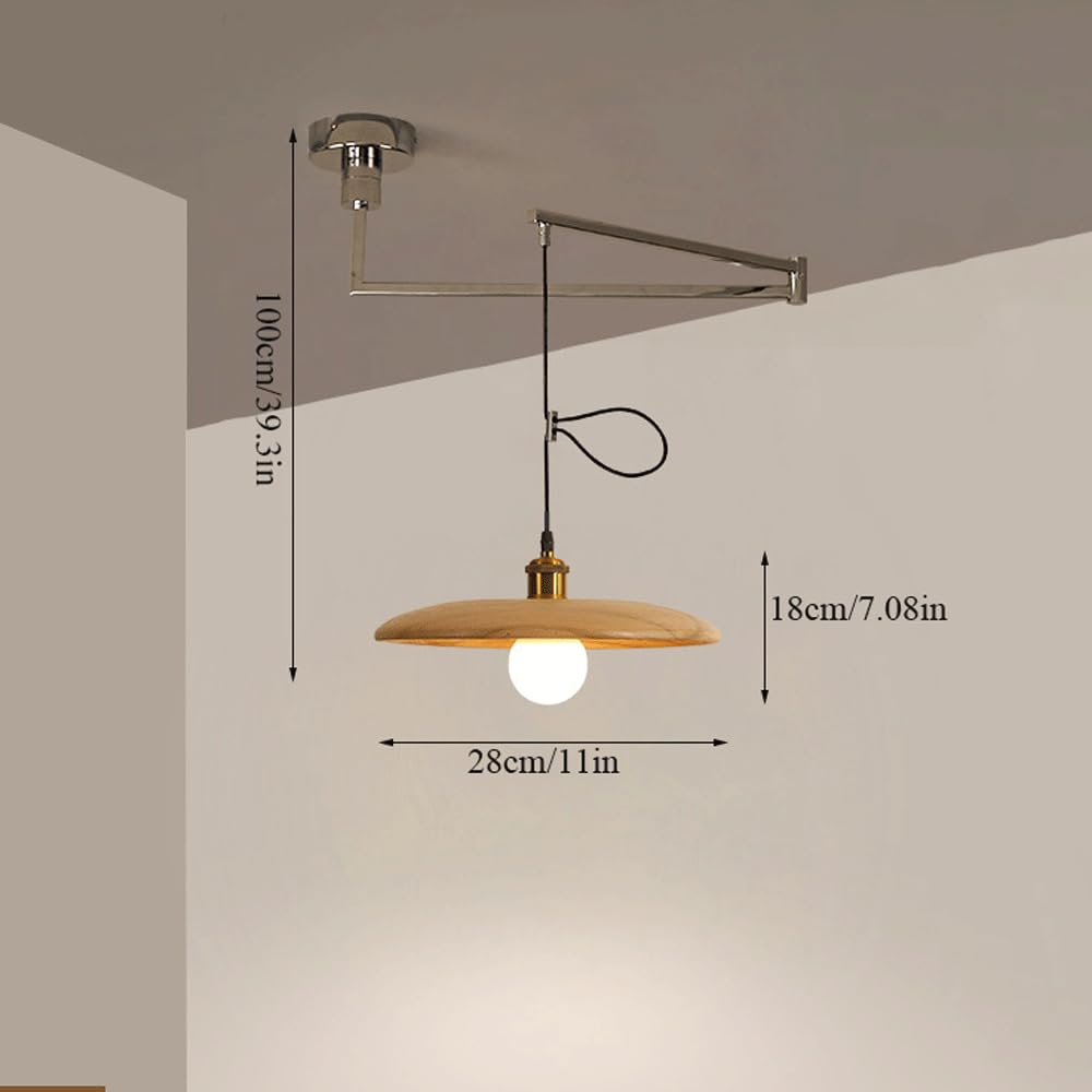Verstellbarer Teleskop-Kronleuchter mit Schwenkarm für die Küche, Kunst-Kronleuchter aus antikem Holz, verchromte Deckenlampe mit langem Arm, industrieller Retro-Esszimmer-Kronleuchter aus de