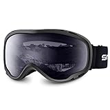 Gafas de Esquí, Snowledge Máscara Gafas de Esqui Hombre Snowboard Nieve Espejo para Hombre Mujer Adultos Juventud Chicos Chicas Anti Niebla Gafas de Esquiar OTG Protección UV Esférica Lente(B-3# gris)