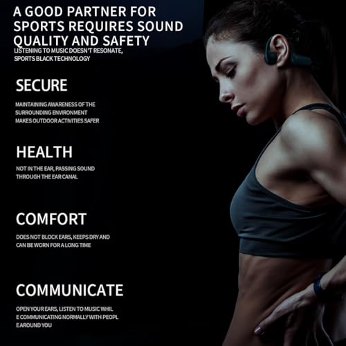 Image of AYI True Bone Conduction Bluetooth Headphones Open Ear Headset Painless Wear Stereo Earphone 11H Playtime Lightweight Stable & Comfortable Sports Headphone for Driving Bicycling Running Skiing-Black