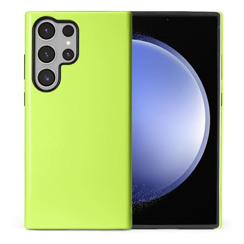 Coque hybride silicone Samsung S24 Ultra HL2 double couche vert fluo