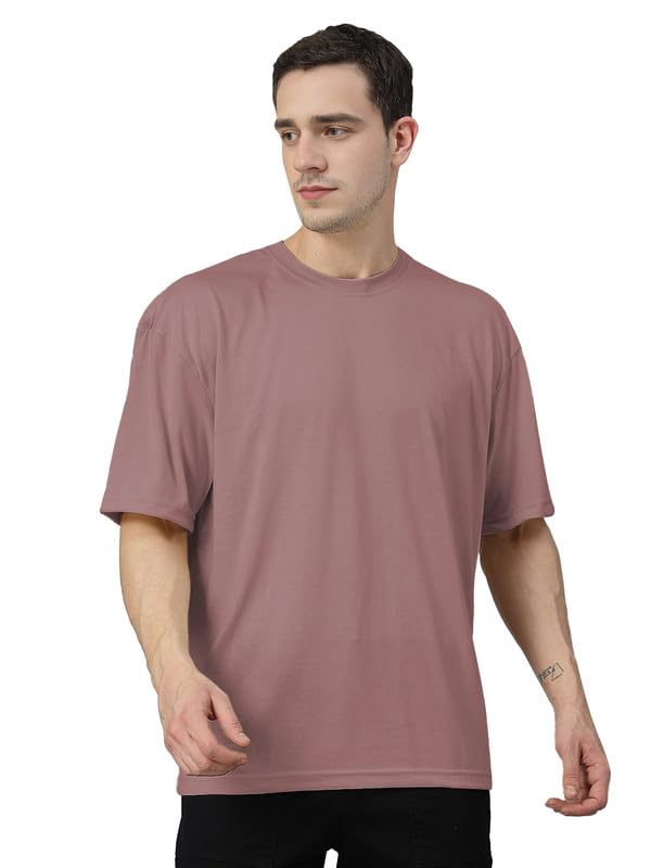 Image of CHKOKKO Oversized Tshirt for man Solid Classic Round Neck Loose Fit Half Sleeve Soft and Comfortable Casual Stylish wear for Summer