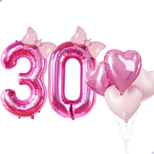 40 Inch Big Pink 30 Birthday Balloon for Women, Foil Mylar Helium Pink 30 Balloon Number for Girls 30th Birthday Decorations, Party Decorations Celebrations Party Supplies, Favors, Backdrops