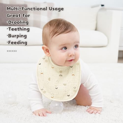 Image of Susurration Muslin Baby Drool Bibs 10Pack Soft Square Adjustable Bandana Bibs for Unisex Baby Girls & Boys