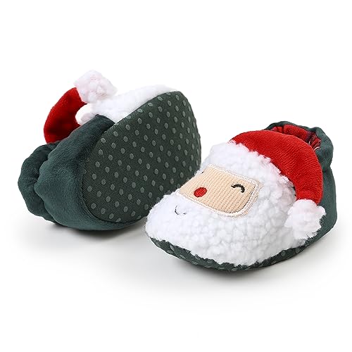 Image of GDSDYM Baby Booties Cozy Fleece Slippers Soft Baby Shoes With Gripper Soles, Winter Warm Infant Newborn Crib Sock Shoes First Walkers