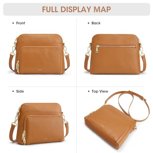 Image of Kattee Leather Crossbody Bag with Built-in RFID Wallet | Top grain pebbled leather, built-in RFID wallet, multiple pockets, and an adjustable strap for everyday use.