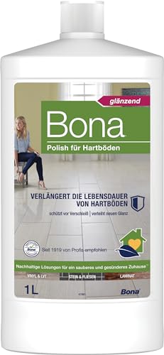 Bona Laminat Versiegelung, Laminat Pflege Fliesen Versiegelung Vinyl 1L, Vinylboden Polish Stein Pflege Bodenpflege, Pflegemittel für LVT Linoleum Designboden, Glanz Schutz