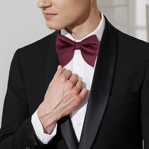 Image of Alizeal Velvet Pre-tied Adjustable Bow Tie for Men Oversize Formal Solid Tuxedo Bowtie