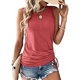 Womens Tank Tops Summer Tank Tops for 2025 Crew Neck Sleeveless Womens Summer Tops Cute Loose Fit Workout Casual Tops Clothes Rose Red