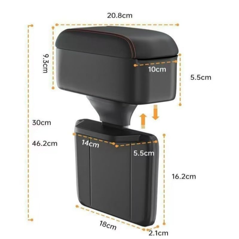 Caja de Almacenamiento Reposabrazos de Coche para Citroen Jumpy III/3 XL 2016-2024, Extensor, Soporte de Muñeca para Codo y Antebrazo, Altura Ajustable