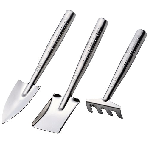 3 Piece Stainless Steel Garden Tools Set Mini Tools Gardening Kit.