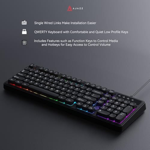 Image of Ajazz AF98 Wired Office Keyboard, Ergonomic, RGB Lighting, Multimedia Function Keys, Adjustable Stand, Suitable for Windows Vista /XP /7 /8 /10 /11 Mac, Andord.
