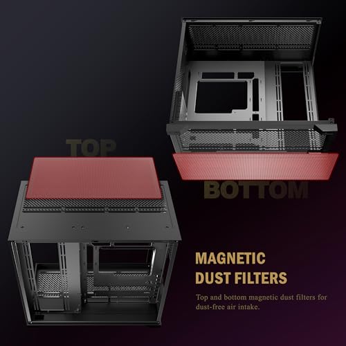 ANSAITE ATX PC-Gehäuse 9×120 mm ARGB PWM-Lüfter vorinstalliert ，Mid-Tower Gaming PC-Gehäuse, Panorama-Gehärtetes Glas Schwarz Computer-Gehäuse mit Typ-C, 360mm Radiator Unterstützung，H-D9 (Schwarz)