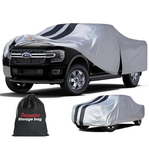 Image of Ford Ranger Truck Cover Custom Fit 2019-2026 Super Cab /Crew Cab Short Bed (4.9'-6') With Door Zipper, 10 Layers Pickup Truck Cover Waterproof All Weather, Car Tarp for Wind Dust Sun UV etc Protection.