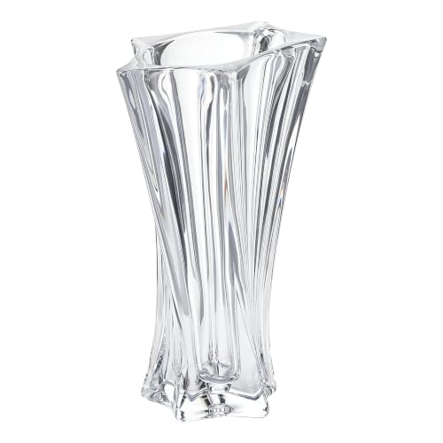 Image of Clear Glass Vase, Irregular-Shaped Crystal Flower Vase, Tall Vase with Weighted Bottom for Home, Office, Wedding Decoration