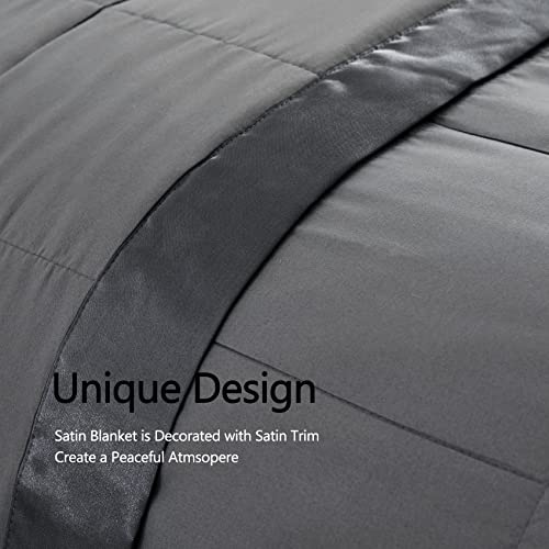 Comflive Down Alternative Blanket - Quilted King Size Blanket - Bed Blankets With Satin Trim - Lightweight Blanket For All Seasons 90"X108" (Charcoal, King/Cal King) #TOP2