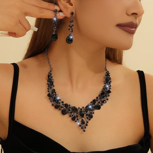 Image of Shining Diva Fashion Stylish Design Fancy Crystal Necklace Jewellery Set for Women | Trendy Celebrity Inspired Jewellery