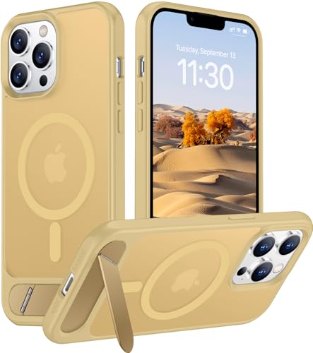 Image of Magnetic Compatible with iPhone 13 Pro Case, [Built-in Invisible Kickstand][Compatible with MagSafe][Military Grade Shockproof] Slim Translucent Matte Phone Case for iPhone 13 Pro 6.1 inch