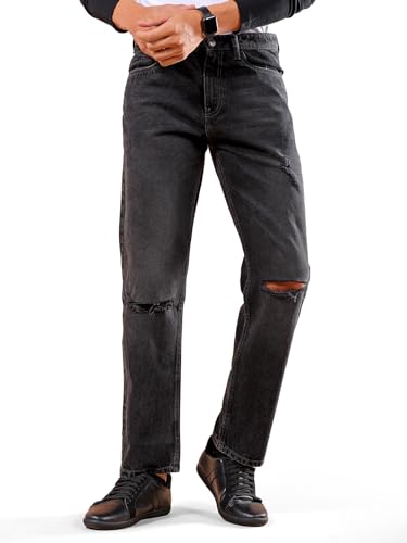 Image of The Indian Garage Co Men Vintage Straight Fit Solid Mid-Rise Jeans