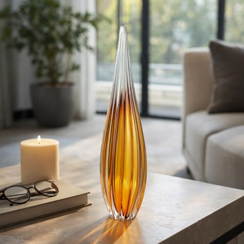 Escultura de Lágrima de Vidrio para Decoración de Hogar 19" Naranja miniatura 1