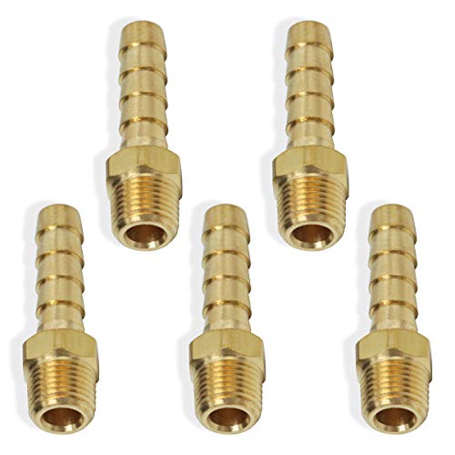 Boeray Hose Barb Fittings 1/4 Inch Barb To 1/8 Inch Npt Male Thread Air Hose Fitting Adapter Pack Of 5 #TOP5