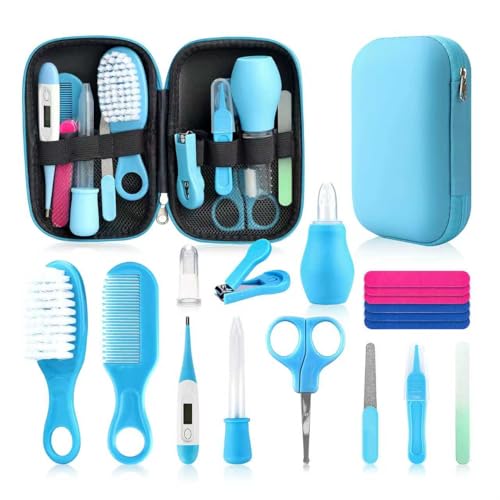 Image of Qunlions life Baby Grooming Kit, Infant Safety Care Set with Hair Brush Comb Nail Clipper Nasal Aspirator Ear Cleaner,Baby Essentials Kit for Newborn Girls Boys