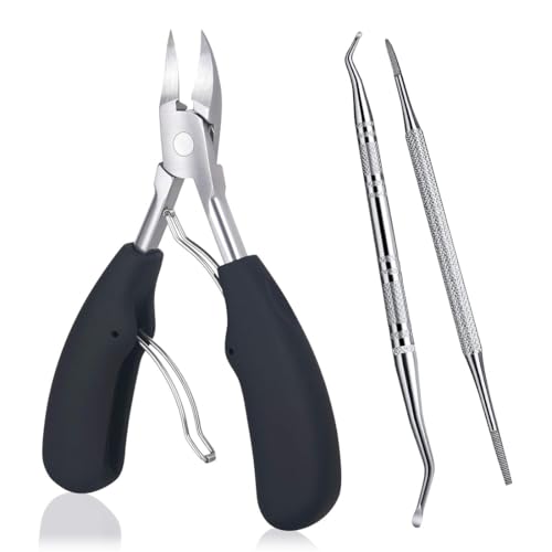 FIMWOLZ 3 Pcs Set de cortaúñas para uñas gruesas o encarnadas cuidado profesional de pies para personas mayores Cuchillas de acero inoxidable quirúrgico muy afiladas con mango suave