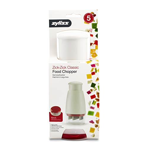 Foto von Zyliss Zick Zick Classic Gemüseschneider, Kunststoff/Edelstahl, Weiß/Rot, Zwiebelschneider, Gemüseschneider, Universalzerkleinerer, Spülmaschinenfest, 5 Jahre Garantie