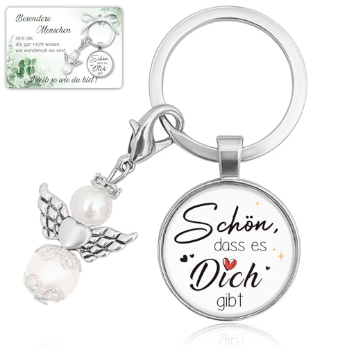 Happirra Geschenke für Frauen Freundin, Geburtstagsgeschenk für Frauen, Schutzengel Schlüsselanhänger Beste Freundin Geschenke, Kleine Weihnachtsgeschenke Frauen Freundin- Schön dass es Dich gibt
